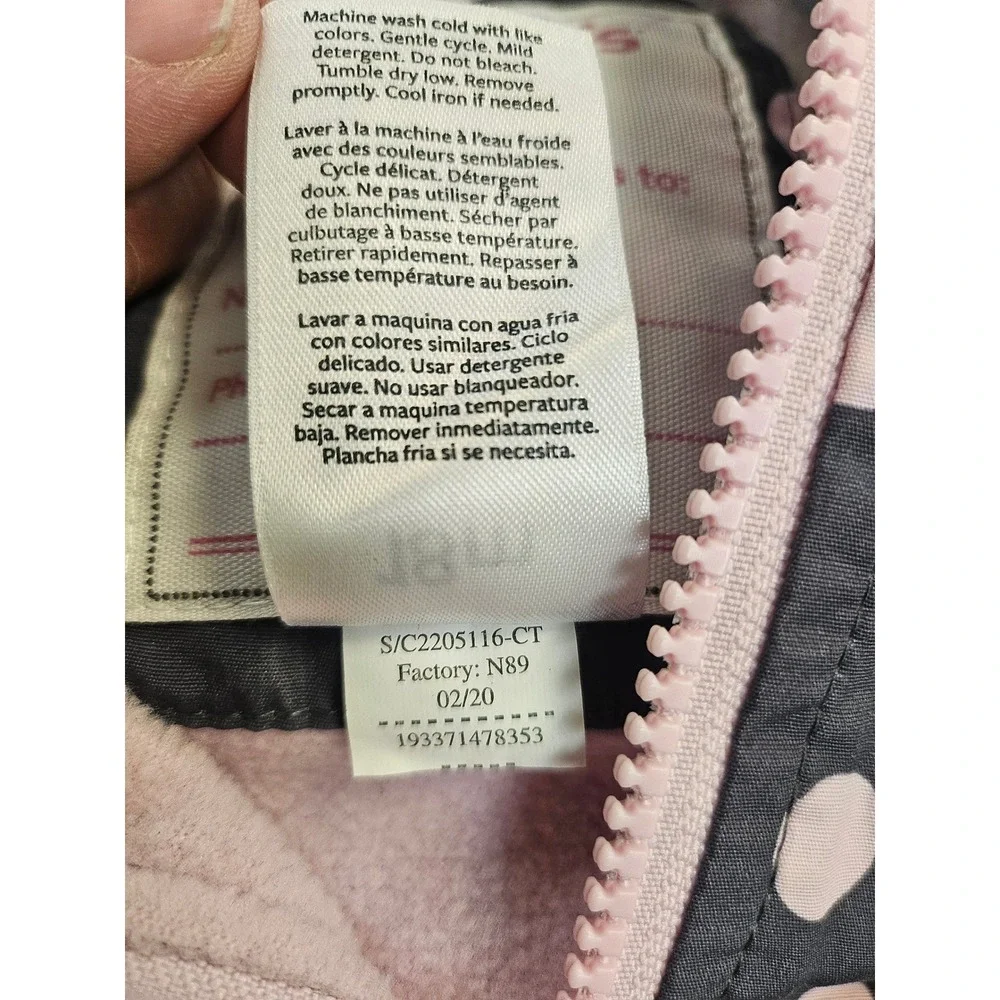 Carters 18M Girls Polka Dot Hooded Jacket Gray Pink Bows Fleece Lined 1001